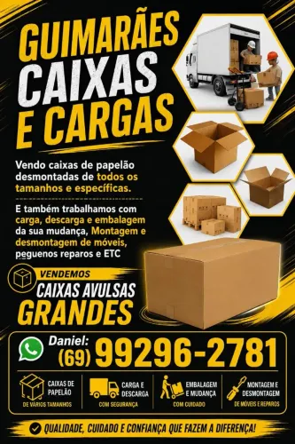 Transporte geral da sua mudança, e venda de materiais pra embalagem