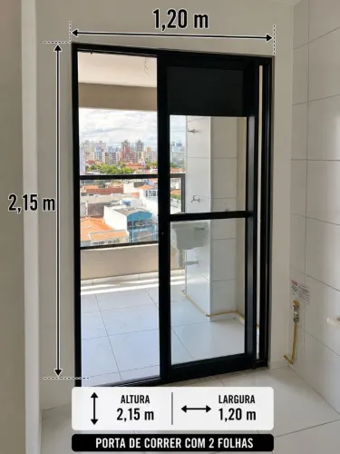 Porta de cozinha em esquadria de alumínio