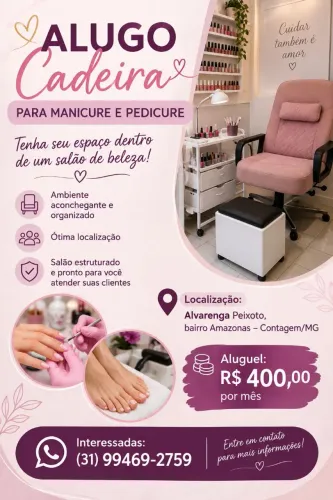 Alugo cadeira para manicure e pedicure