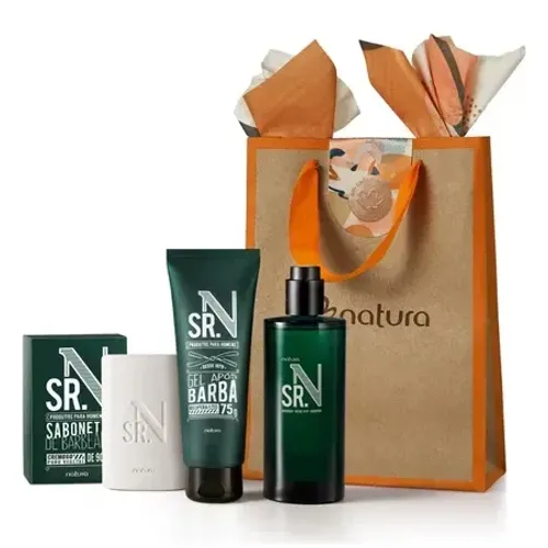 Kit Presente Colônia Desodorante Masculino Gel Pós Barba e Sabonete Sr.N Natura