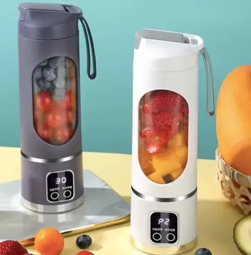 Mini Liquidificador Portátil Digital, 450ml, 8 Lâminas em Aço Inox, Display LED,