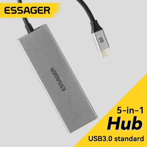 Mobilador Essager 5 em 1 Hub USB-C Compatível com MacBook Pro/Air, iPad Pro
