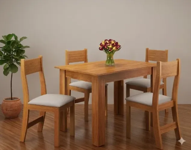 Mesa de jantar palace com 4 cadeiras brisa na cor bronze
