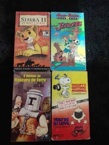 Título: Lote 4 Fitas VHS Originais | Snoopy, Jetsons, Simba II e Filme Clássico