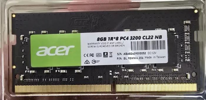 Memória Acer 8GB DDR4 3200MHz SODIMM notebook