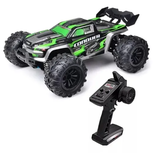 Automodelo Elétrico Conquer Verde Carro De Controle Remoto Offroad 1/16
