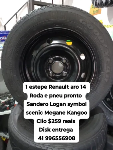 Estepe Renault aro 14 Sandero Logan symbol scenic Megane Kangoo Clio roda e pneu pronto