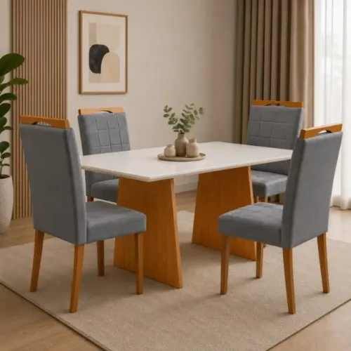 Mesa Londres 1,20m com 4 Cadeiras 100% MDF: Novo. Pronta Entrega.