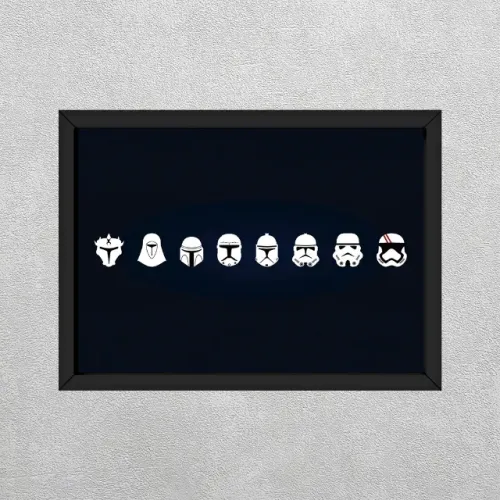Quadro Decorativo - Star Wars - Capacetes - Tamanho A4