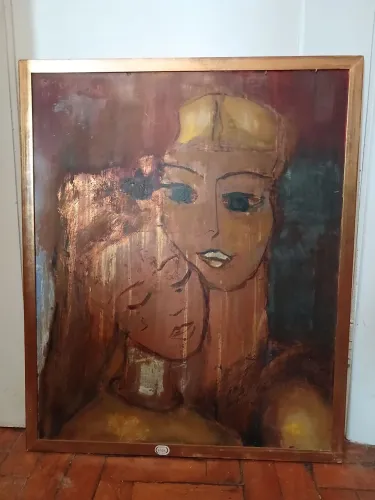 Gregory Fink. Técnica mista sobre eucatex. Maternidade. 71x60cm