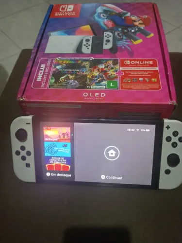 Nitendo Switch Oled seminovo, completo na caixa, V/T