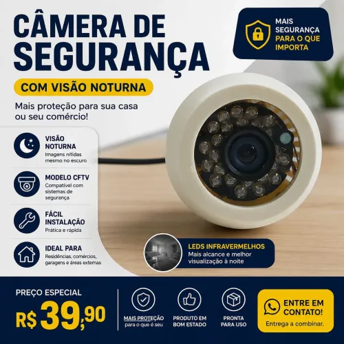 Câmera de Segurança com Visão Noturna - R$ 39,9