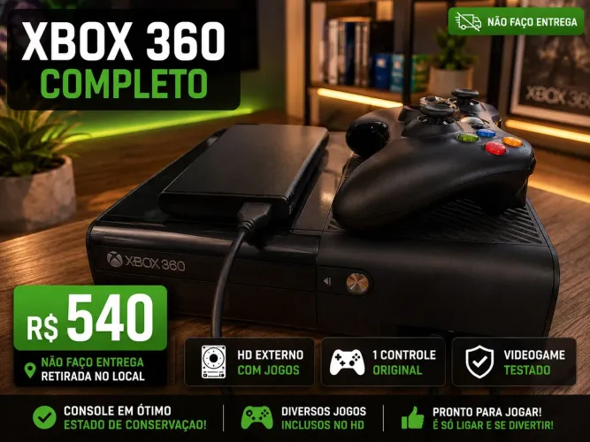Xbox 360 Desbloqueado Com hd com jogos e controle