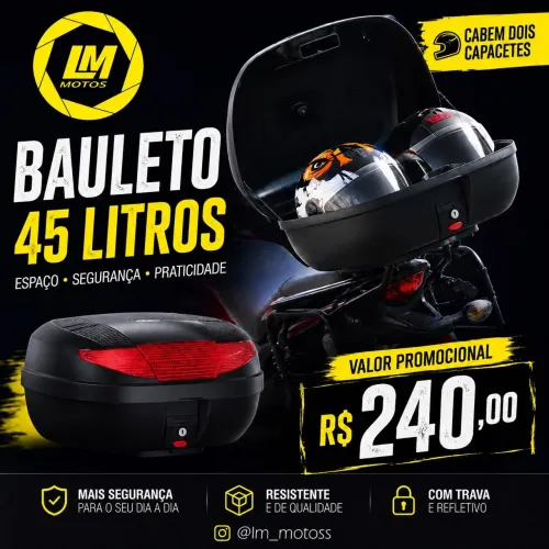Promoção de Bauleto 45 Litros Smart Box Pro Tork - Cabem 02 Capacetes