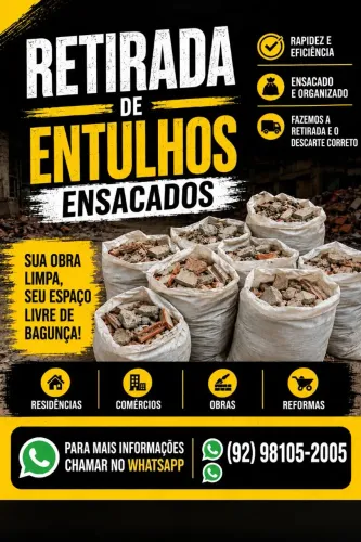 RETIRAMOS ENTULHO ENSACADO EM QUALQUER LUGAR