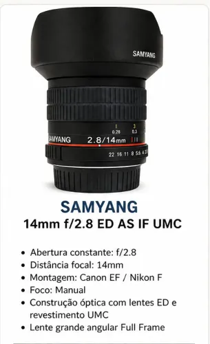 Samyang 14mm f/2.8 ED AS IF UMC - Grande Angular Full Frame