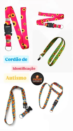 ?Cordão de Identificação Autismo (Quebra-Cabeça) com Engate Rápido?