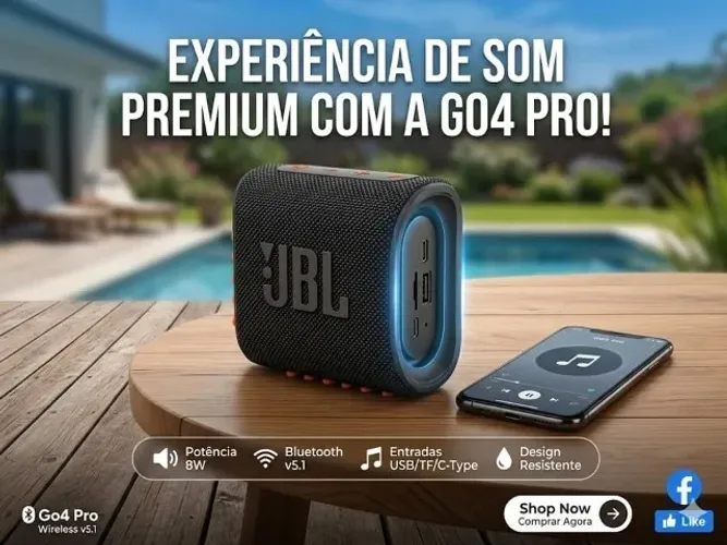Caixinha de som compacta otima para viagens