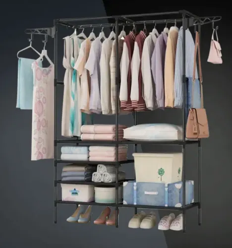 Arara Cabideiro e Organizador De Roupas Removível Estilo Aberto