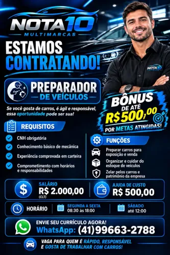 Preparador de Veículos Com carteira B 