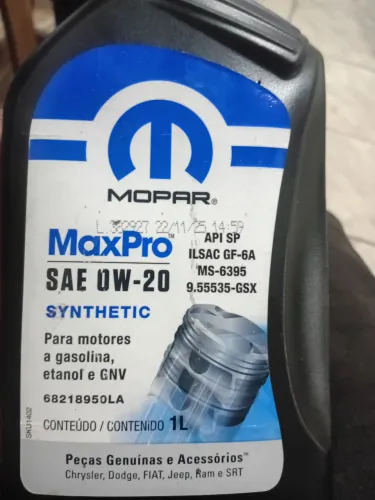 Não deixe seu motor bater por falta óleo promoção óleo 0w20 MOPAR original 