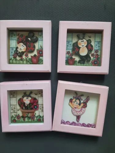 Quadro 3D Joaninha