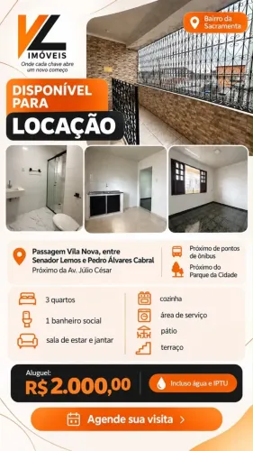 ALUGO CASA AMPLA COM 3 QUARTOS