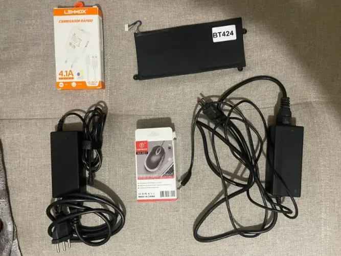 Bateria BT424 + Fonte BringIT + Carregador + Mouse + Fonte Compaq