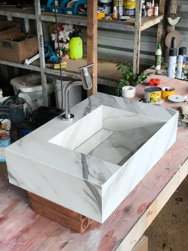 Pia de banheiro em porcelanato pronta entrega