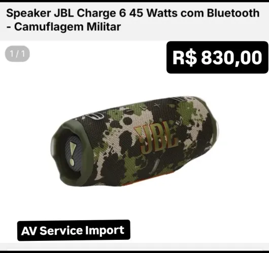 Caixa JBL charge 6 - AV Service Import 