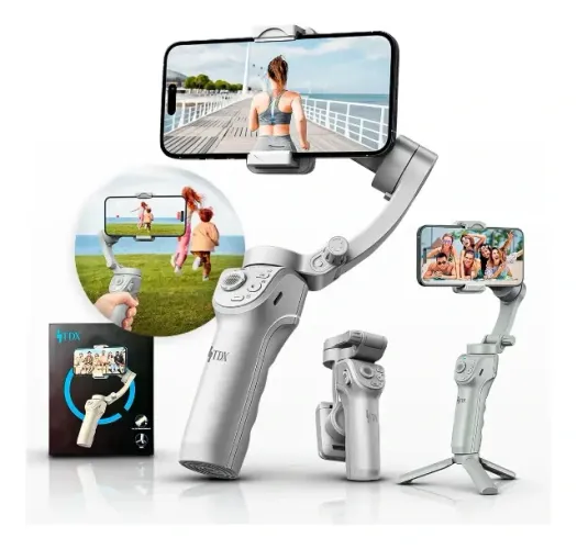 Estabilizador Celular Gimbal 3 Eixos Compatível Com iPhone Android Ios Marca Tdx Cor Cinza
