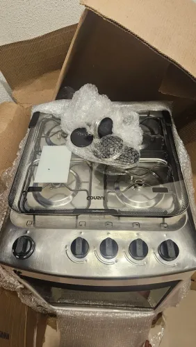 Fogão Consul 4 Bocas, com Mesa de Inox, Acendimento Automático, Bivolt - Branco