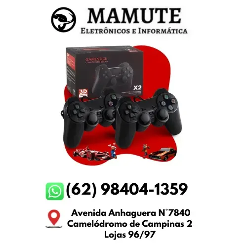 Game Stick X2 3D 4K Ultra HD Gamer/Gorila +2 Controles Sem Fio +30mil jogos