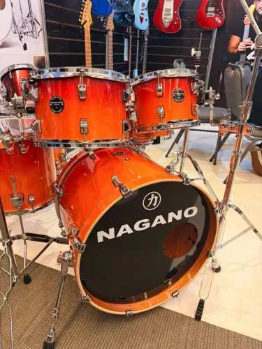 Bateria Nagano Performance 22/10/12/14/16/14cx Vivid Orange Mahogany Birch Com Ferragens