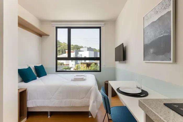 Studio próximo a praia no Norte da Ilha, 100% Mobiliado, Condomínio Fechado, próximo a Nat