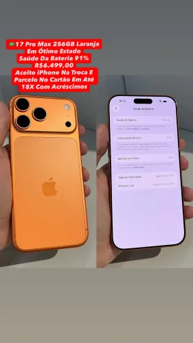 iPhone 17 Pro Max 256GB Laranja     USADO