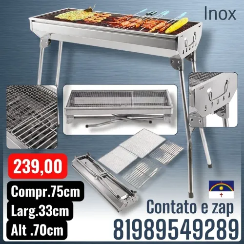 Churrasqueira de inox portátil