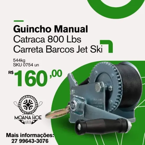 Guincho Manual Catraca 800 Lbs Carreta Barcos Jet Ski 
