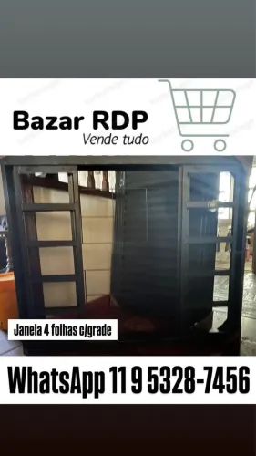 anela de correr 4 folhas travessa em aço com grade sem vidro de 1,20x1,00 nova  