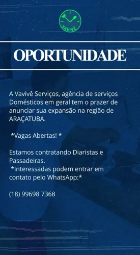 Vavivê Serviços, agência de serviços Domésticos em geral.
