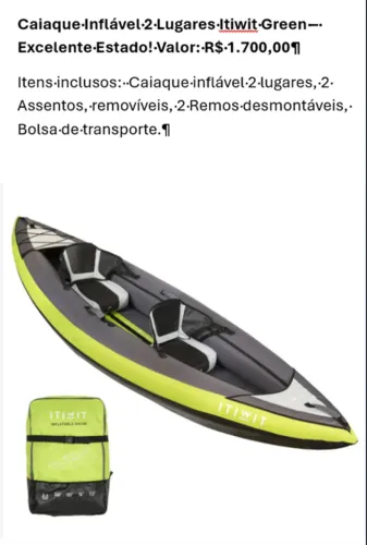 Caiaque Inflável De 2 Lugares Itiwit Green (Usado)