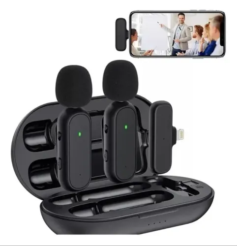 Pacote com 2 microfones de lapela sem fio para iPhone