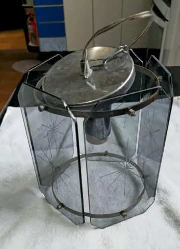 luminária de teto/lustre de vidro fumê 