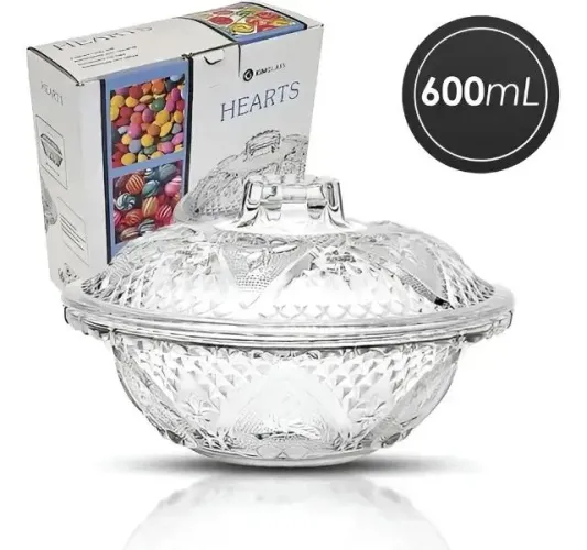 Bomboniere De Vidro Com Tampa Hearts 18cm Haüskraft