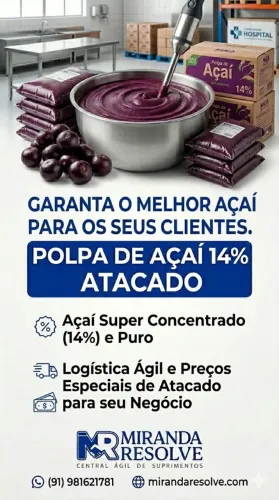 Polpa de açaí 14% atacado