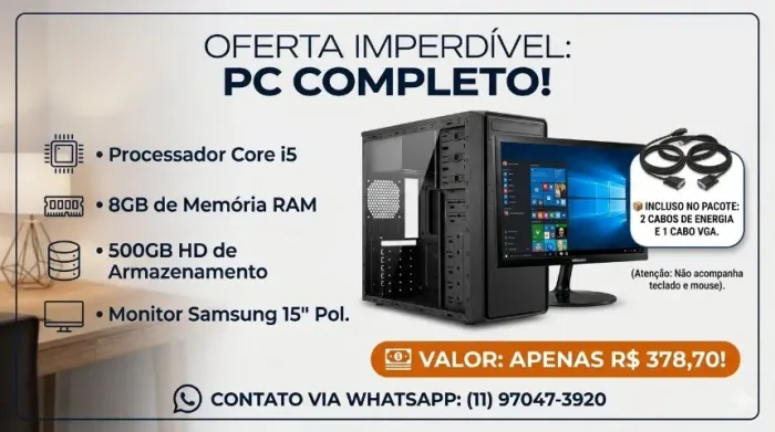 CORE I5 - MONITOR SAMSUNG 15 POLEGADAS