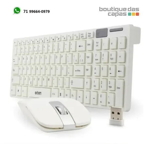 Kit teclado slim + mouse sem fio ebai fzf-8102 branco