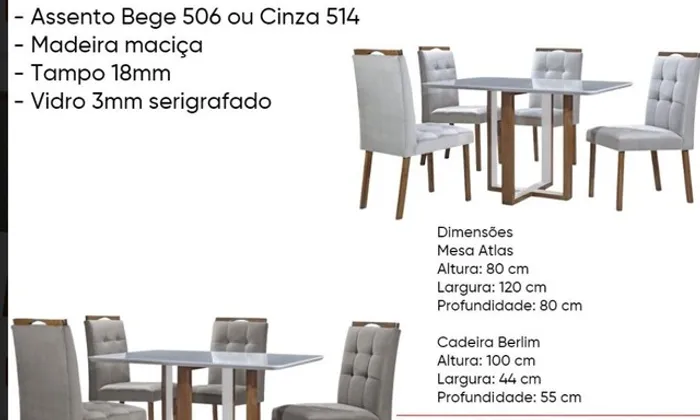 Sala mesa jantar com 4 cadeiras tampo de vidro 