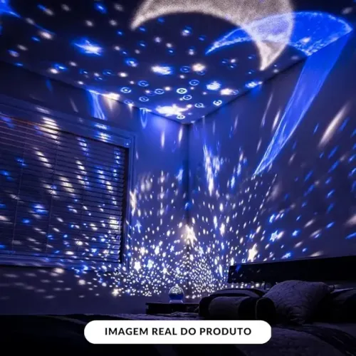 Luminária abajur Projetor de Estrelas Lua Universo Céu