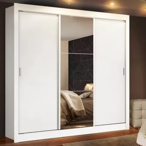 Guarda-roupa 3 Portas de Correr com Espelho - 170cm x 205cm